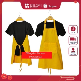 Mẫu tạp dề yếm màu vàng tươi sáng, trẻ trung - Chất liệu kaki chọn lọc - Hàng tận xưởng, giá gốc - Sẵn số lượng lớn