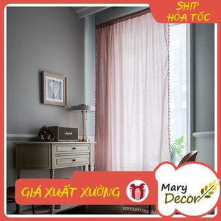 Rèm cửa đẹp decor trang trí nhà cửa nhiều mẫu mã - họa tiết Caro hồng R-B06 (vui lòng nhắn để chọn viền rèm)