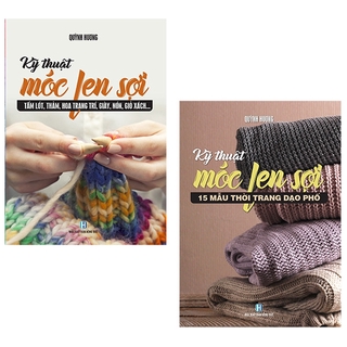 Sách Bộ Sách Móc Len Sợi 15 Mẫu Thời Trang + Móc Len Sợi Tấm Lót, Thảm (Bộ 2 Cuốn)