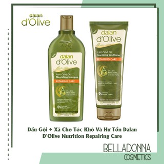 Bộ 1 Dầu Gội 400ml + 1 Dầu Xả 200ml Olive Cho Tóc Khô Và Hư Tổn Dalan D'Olive Nutrition Repairing Care