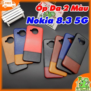 [Cao Cấp] Ốp Lưng Nokia 8.3 5G Da PU Phối 2 Màu Sọc Chỉ