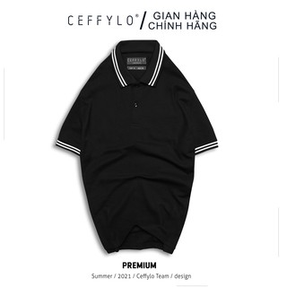 [Mã BMBAU50 giảm 7% tối đa 50K đơn 99K] Áo Polo Phối Bo In Kẻ Xanh Đen vải Cotton mềm mịn CEFFYLO