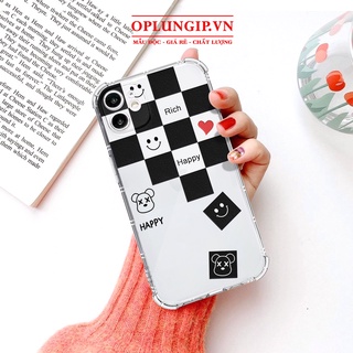 Ốp lưng iphone Kaws happy rich caro trong suốt chống sốc cho iphone 13 pro max 11 12 promax mini 6 s 7 8 plus x s max r