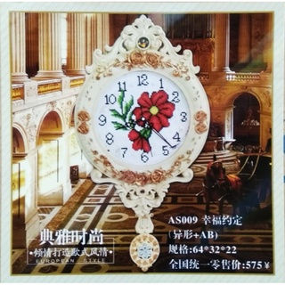 Tranh Đính Đá ABC 3D Đồng Hồ Quả Lắc ĐÃ CÓ SẴN ĐH AS009 (KHÁCH TỰ ĐÍNH) KT: 64*32*22CM
