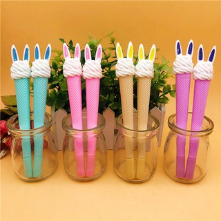 B145 bút kem tai thỏ kem đầu ngựa bút dễ thương viết gel màu xanh
