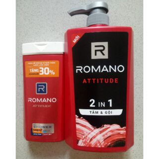 Romano - Tắm gội  2in1 650g + chai tắm 150g attitude