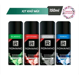 Xịt khử mùi toàn thân Romano 150ml