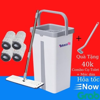 Cây lau nhà tự vắt thông minh 360 độ chính hãng TAKORA, Bộ chỗi lau nhà 2 ngăn đa năng cao cấp