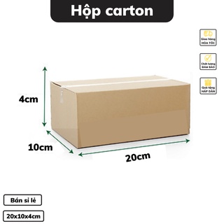 Hộp carton đóng hàng 20 x 10 x 4 cm thiết kế 3 lớp dày dặn chắc chắn nhiều kích thước có bán sỉ lẻ