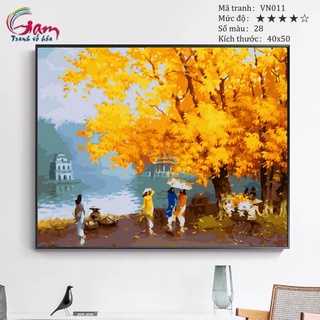 Tranh tô màu theo số sơn dầu số hóa VN011 Tranh phố cổ Hà Nội Chiều thu bên Hồ Gươm Paint by numbers kit