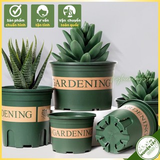 Chậu nhựa Gardening kèm đĩa lót trồng hoa, cây cảnh cỡ lớn