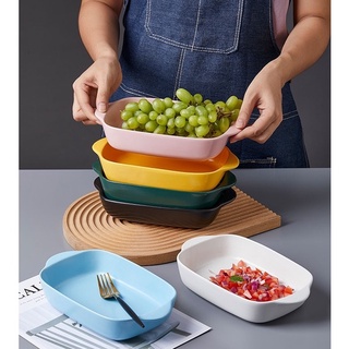 Khay nướng chữ nhật sâu lòng 22cm men bóng mờ, phong cách Bắc Âu, sứ cao cấp xuất khẩu
