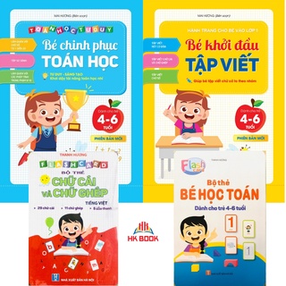 Sách - Combo Chinh phục toán - Khởi đầu tập viết (4-6 tuổi) và bộ thẻ Học toán - học chữ Tiếng Việt (2 cuốn và 2 bộ thẻ)
