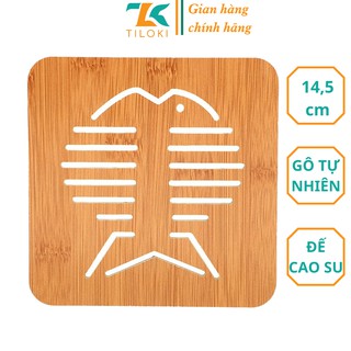 [Mã LT50 giảm 50k đơn 250k] Đế lót ly, cốc gỗ TiLoKi TDL01 hình ngộ nghĩnh đề cao su kích thước 14,5x14,5cm