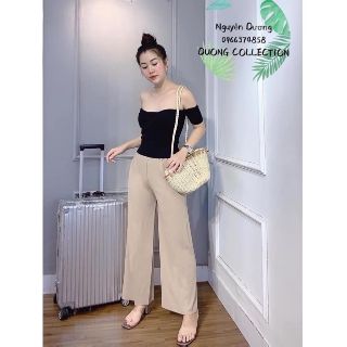Quần ống rộng gân tăm dáng dài nhiều màu