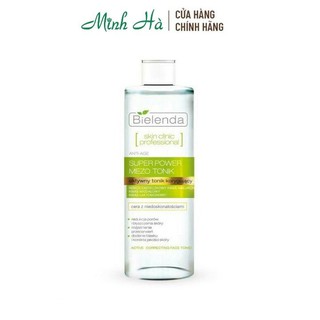 Nước hoa hồng Bielenda Skin Clinic Professional Anti Age Super Power Mezo Tonic xanh lá dành cho da dầu mụn 200ml
