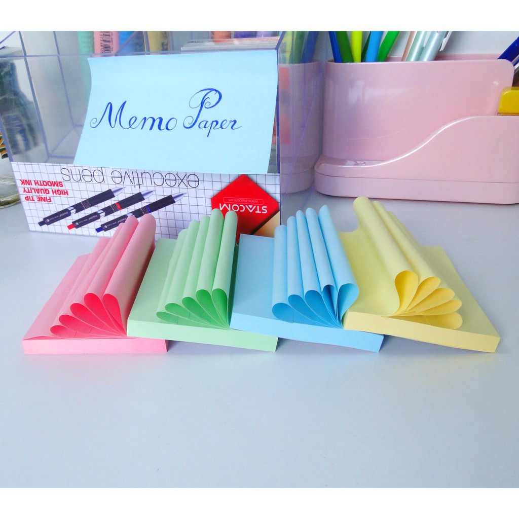 Giấy note nhiều màu, kích thước 76*100mm, keo siêu dính | Stacom M76100
