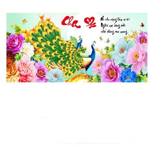 Tranh thêu chữ thập Cha Mẹ đôi công mẫu đơn 3D Lavender LV3166_ Chưa thêu