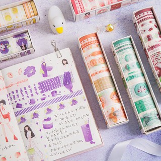 Set 10 cuộn băng dính washi tape trang trí sổ