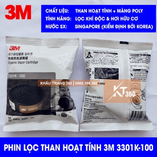 [CHÍNH HÃNG] Phin Lọc 3M 3301K-100. Phin Lọc Than Hoạt Tính (Sử Dụng Cho Mặt Nạ Khẩu Trang Phun Sơn, Phun Thuốc Trừ Sâu)