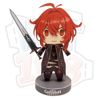 Mô hình giấy Anime Chibi Diluc Ragnvindr - Genshin Impact
