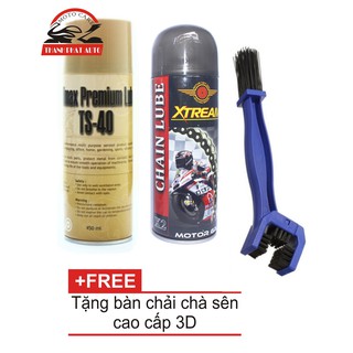 BỘ 3 SẢN PHẨM RỬA TS-40 VÀ XỊT DƯỠNG , BÔI TRƠN CHỐNG SÉT XTREAM X2 TẶNG BÀN CHẢI 3D
