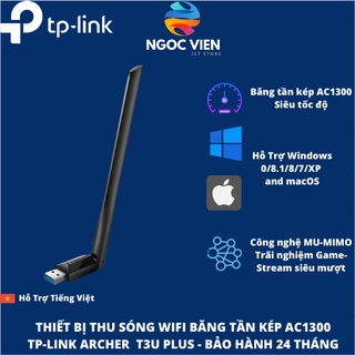 [Hỏa Tốc - HCM] USB Thu sóng wifi Băng tần kép AC1300 TP-Link Archer T3U Plus - Hàng Chính Hãng - Ngoc Vien Store