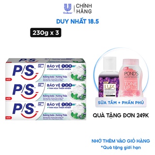 Bộ 3 Hộp Kem Đánh Răng P/S Thiên Nhiên Baking Soda - Hương Thảo Trắng Răng Tự Nhiên 230G