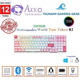 [Mã SKAMSALE03 giảm 10% đơn 200k] Phím cơ không dây AKKO 3098B Multi-modes World Tour Tokyo R2 BT 5.0/ Wireless 2.4Ghz