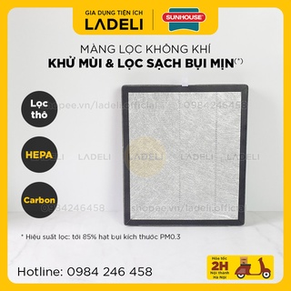 Màng lọc không khí SUNHOUSE SHD-AF9715 cấu tạo 3 lớp thô, carbon và HEPA