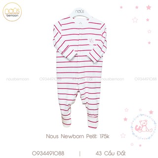 Body sơ sinh Nous newborn kẻ hồng trắng