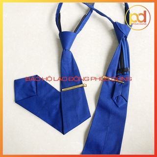 cà vạt xanh biển dây rút dây kéo và kẹp đồng thắt sẵn tiện lợi giá rẻ - đồng phục bảo vệ chuyên nghiệp đẹp giá rẻ