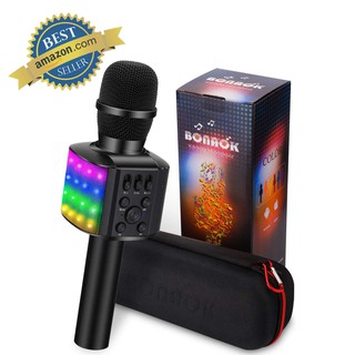 Microphone Karaoke Portable Bluetooth Không Dây Loa Speaker Đèn Led 4 in 1 cho Máy Hát Android IOS PC Tablet Bonaok