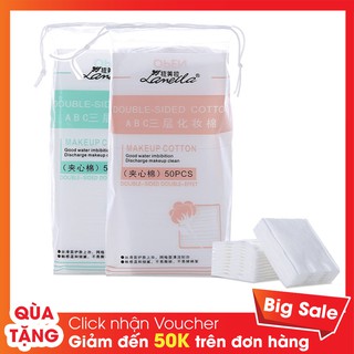 (Loại Đẹp) - Bộ 50 Khăn Giấy, Bông Tẩy Trang Cotton Lameila