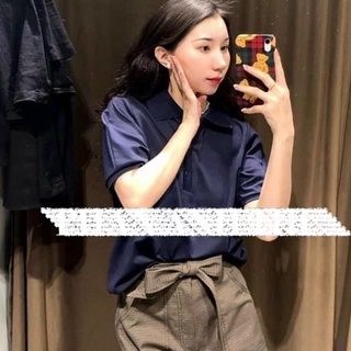 [RẺ VÔ ĐỊCH] Áo Polo Xanh Than Tay Phồng Nữ -Thun cổ bẻ trơn màu, phông cộc kiểu dáng công sở cá tính ulzzang