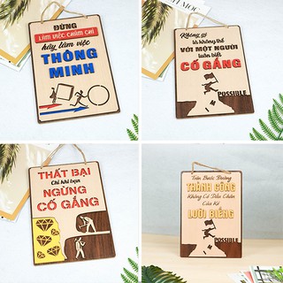 Bảng gỗ decor SLOGAN TRANG TRÍ cửa hiệu văn phòng