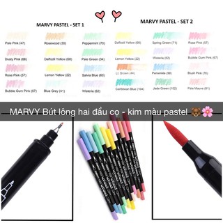 Bộ bút lông hai đầu MARVY - 6/12 màu PASTEL ngọt ngào xinh xắn  (còn có tông màu khác)