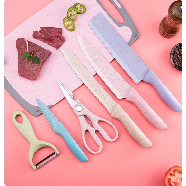 [GIAO HỎA TỐC] BỘ DAO 6 MÓN KITCHEN KNIFE LÚA MẠCH