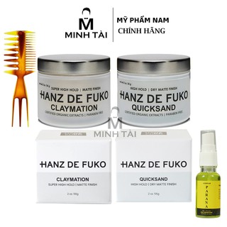 Sáp Vuốt Tóc Nam HANZ DE FUKO 56g - Hàng Chính Hãng , Xịt Dưỡng Tóc Pre_Styling Parana 20ml , Lược Chải Tóc Texture