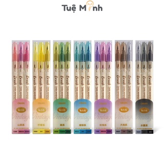 Bộ 3 bút brush 2 đầu Twin Marker B34 ngòi lông + ngòi fine trang trí bullet journal