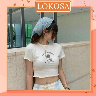 Áo Croptop Nữ Tay Ngắn LOKOSA Croptop Kiểu Ôm Body Đẹp Thiết Kế Hàn Quốc Jennie Ngầu Trắng Đen AO033