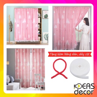 Rèm cửa hồng pastel dán tường chống nắng,  trang trí cửa sổ - phòng khách, dễ dàng lắp đặt không khoan đục - Ideas Decor