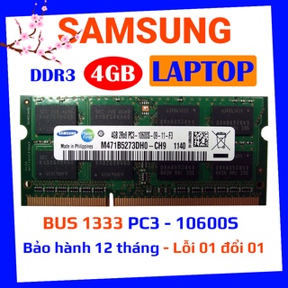 ram dd3 4gb laptop samsung BUS 1333mhz pc3 10600s tháo máy laptop dùng lướt hàng đẹp bảo hành 12 tháng