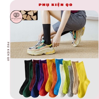 [Mã SKAMCLU8 giảm 10% cho đơn từ 100K] Tất vớ nữ cổ nhún phong cách vintage Hàn Quốc 19 màu - TT01