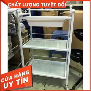 [Mẫu Mới] Xe Đẩy Kính Kệ Đẩy Kính 3 Tầng Có Bánh Xe Dùng Trong Spa, TMV và các Salon Tóc