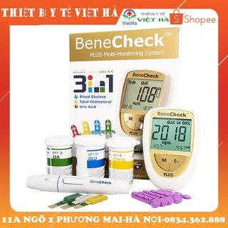 Máy đo đường huyết 3 trong 1 Benecheck Plus Máy đo đường huyết, mỡ máu, axit uric trong máu