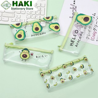 Hộp bút hình quả bơ xinh xắn HAKI, túi đựng bút trong suốt quả bơ chống thấm nước TB04