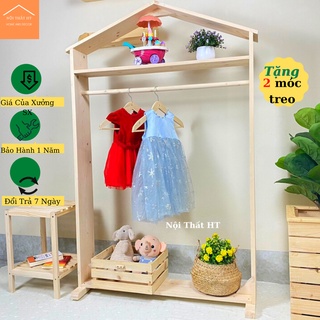 Giá treo quần áo - Kệ Treo Quần Áo Ngôi Nhà Cho Bé Gỗ Thông Nhập Khẩu.