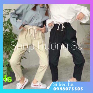 UNISEX QUẦN BAGGY NỮ NAM THỜI TRANG DÂY RÚT DÙ CHẤT KAKI-HươngSu-(Q049)