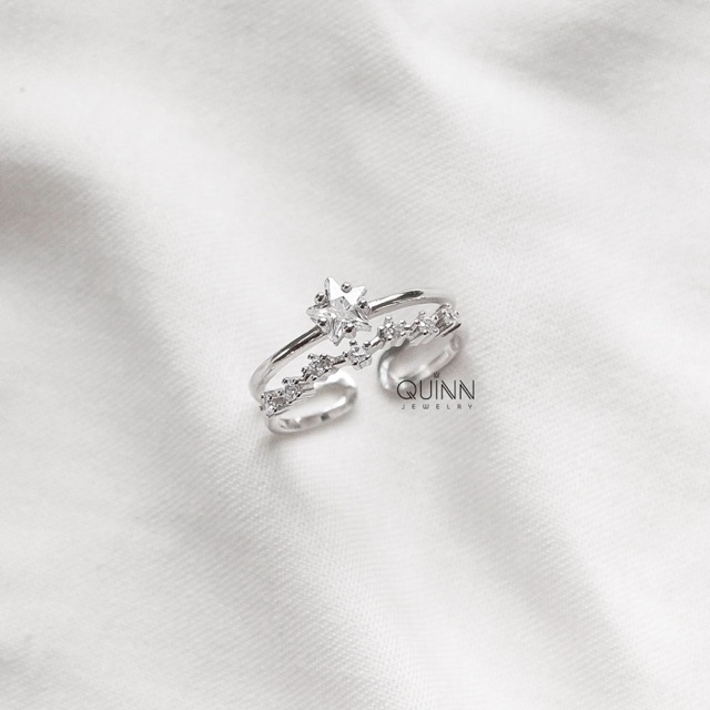Nhẫn Shining Star, nhẫn bạc nữ ngôi sao đính đá freesize Quinn Jewelry